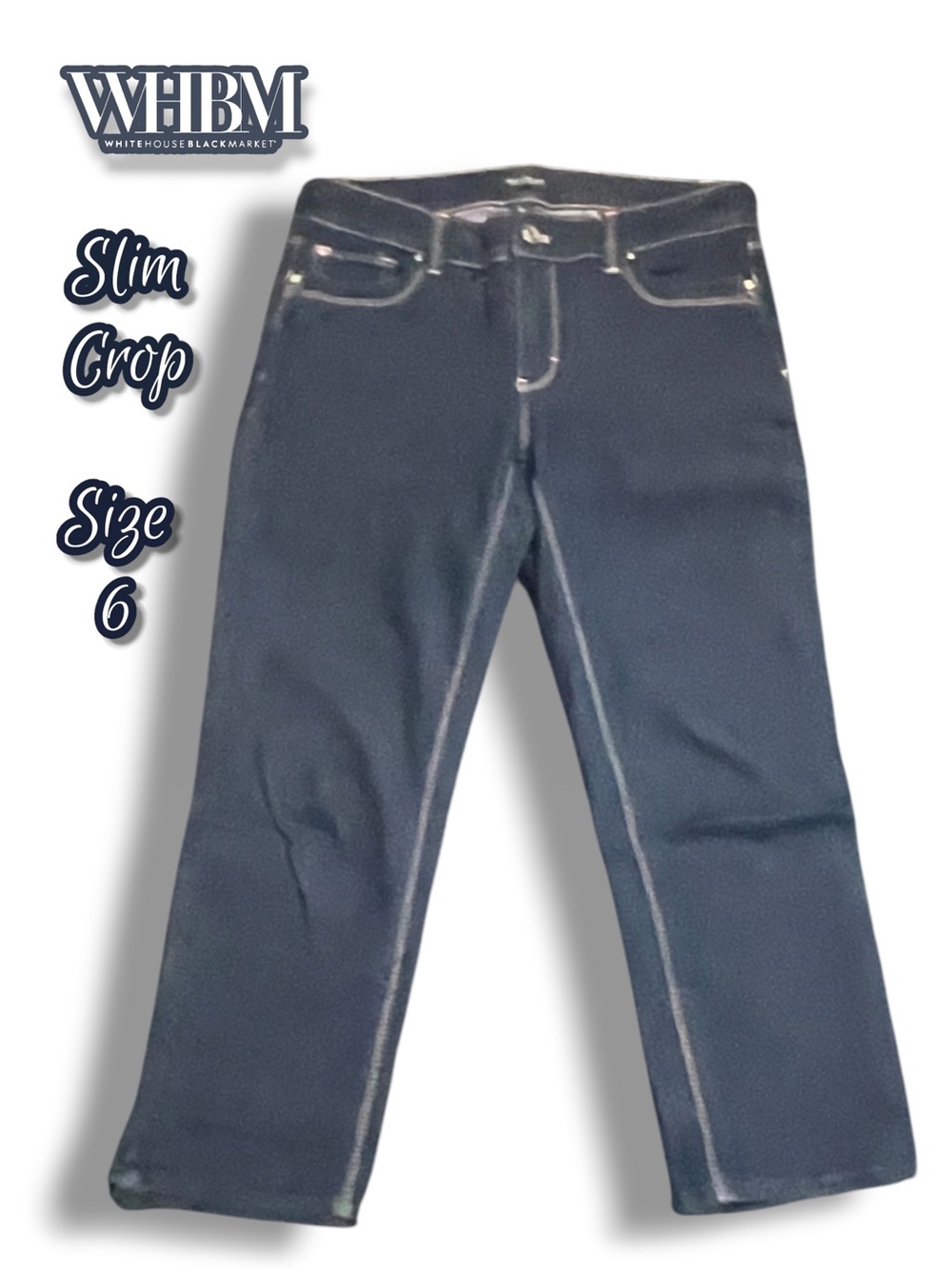 White House Black Market Dark Wash Slim Crop Jeans - Size 6 Career Denim